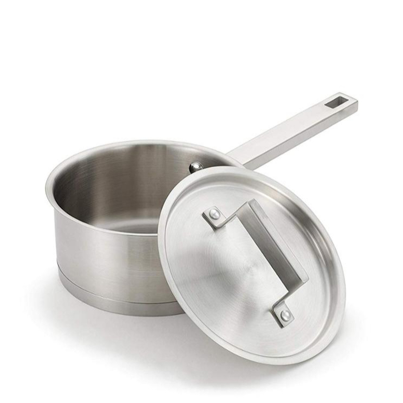 Pulver af rustfrit stål med låg og håndtag