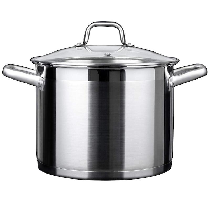 gryderet med dæklåg af rustfrit stål