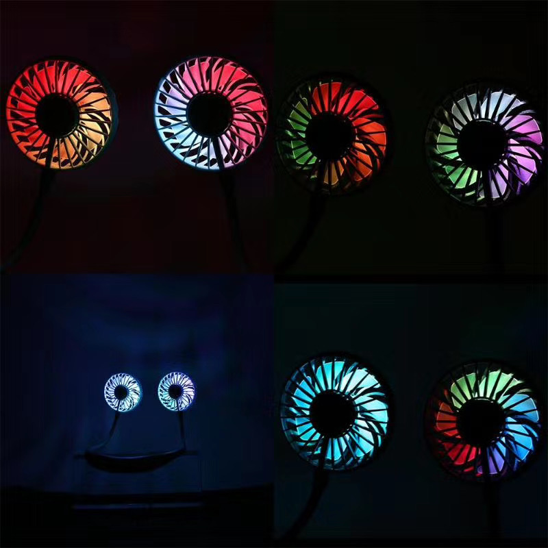 Bærbart halsbånd Sportsventilator USB Genopladelig LED-lys Fan 3. Gerneration