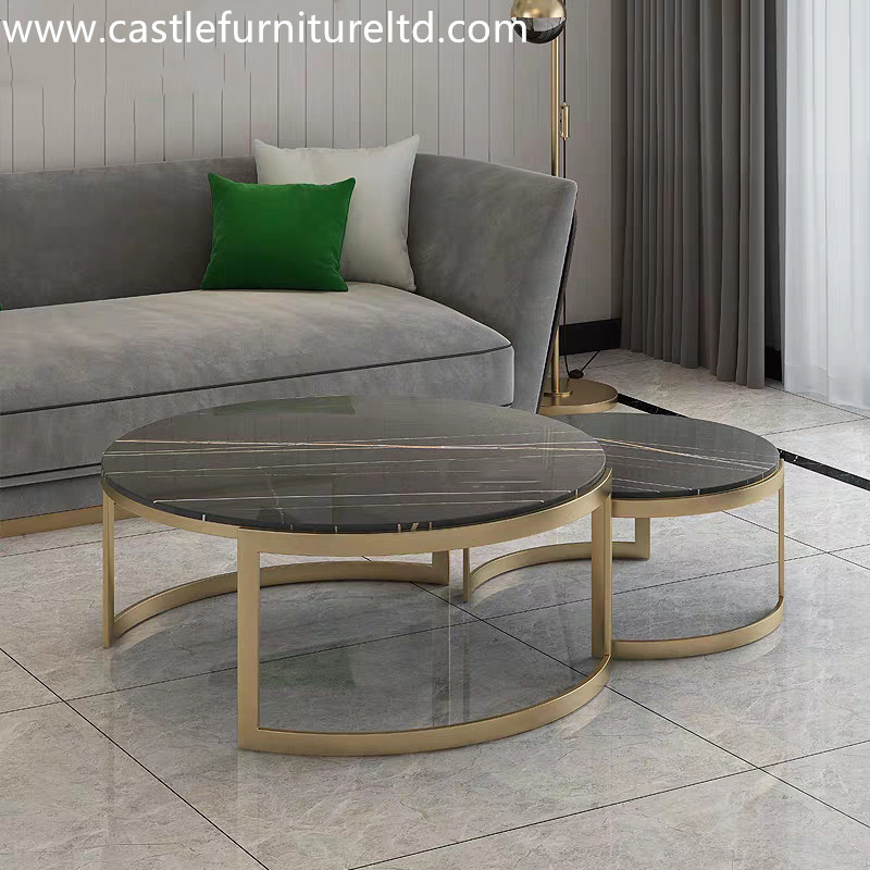 Marmor og rustfrit stål sofabord