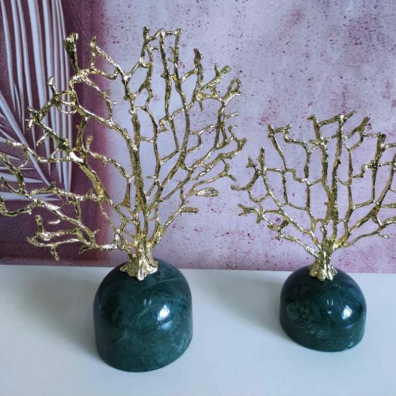 Lys luksus, kreativ metalmarmor, koraltræspynt, kinesisk blød pynt, boligtekstiler, stuen, topmøbler