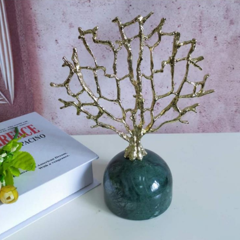 Lys luksus, kreativ metalmarmor, koraltræspynt, kinesisk blød pynt, boligtekstiler, stuen, topmøbler