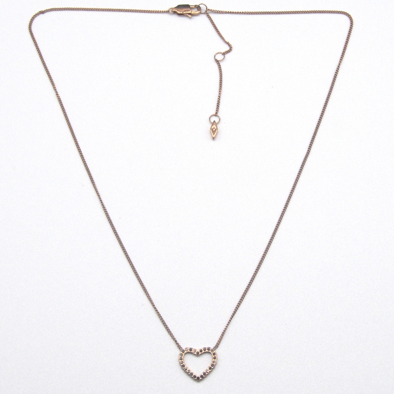 Rustfrit stål hjerteformet lersten vedhæng halskæde rfbnck1567