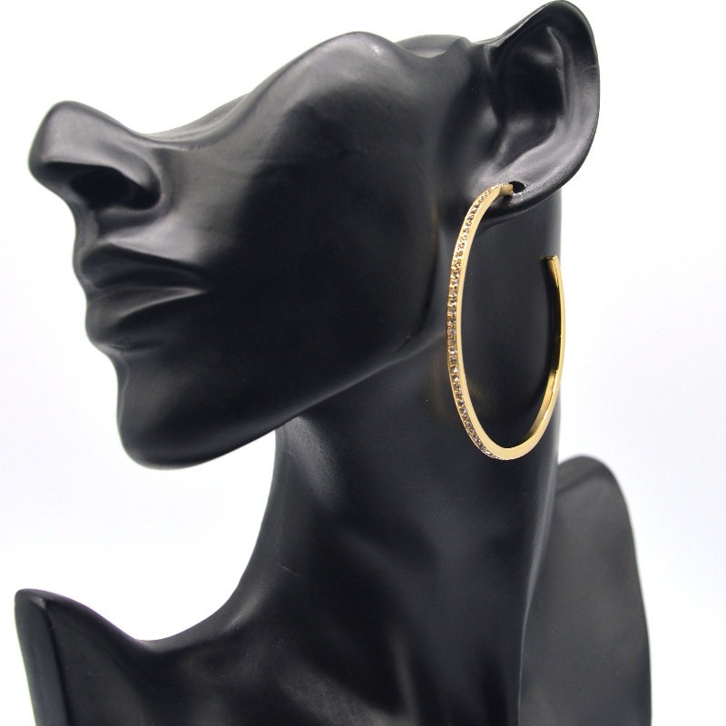 Rustfrit stål C-type klæbende sten Earring rfbearne1188