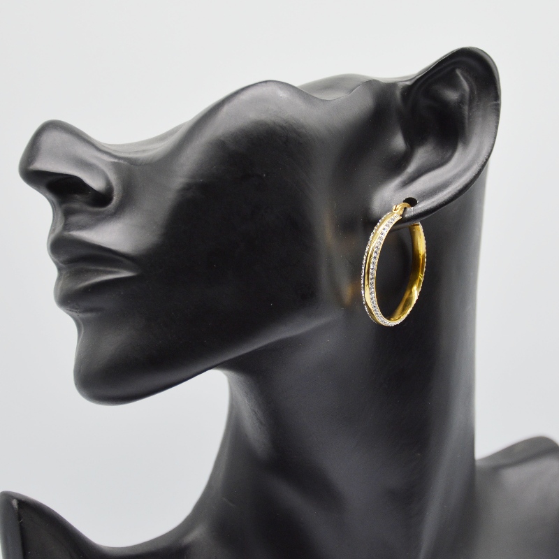 Fashion Jewelry, rustfrit stål smykker, øreringe af rustfrit stål, diamantøreringe, rhinsttoner, Zircon Hoop Earringe rfber0023