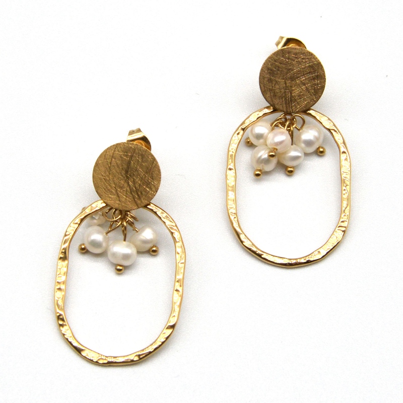 Rustfrit Pearl øreringe, modesmykker, modesmykker, Pearl Jewelry rfbear0015