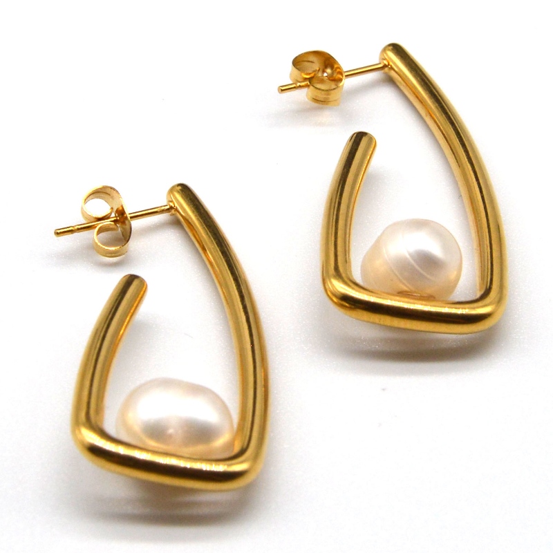 Rustfrit Pearl øreringe, modesmykker, modesmykker, Pearl Jewelry rfbear0023