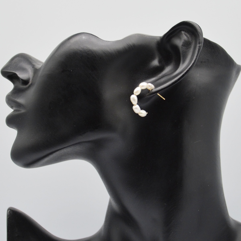 Rustfrit stålperleøreringe, modesmykker, modesmykker, Pearl Jewelry rfbear0066