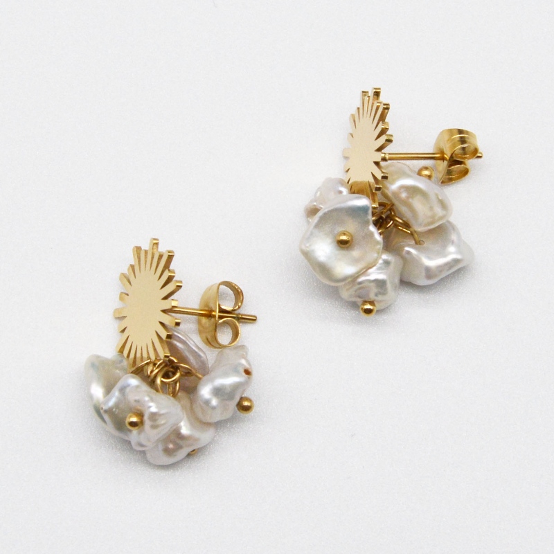 Rustfrit Pearl øreringe, modesmykker, modesmykker, Pearl Jewelry rfbear0134