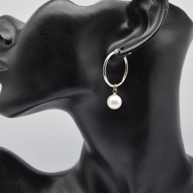 Rustfrit stålperleøreringe, modesmykker, modesmykker, Pearl Jewelry rfbear1466