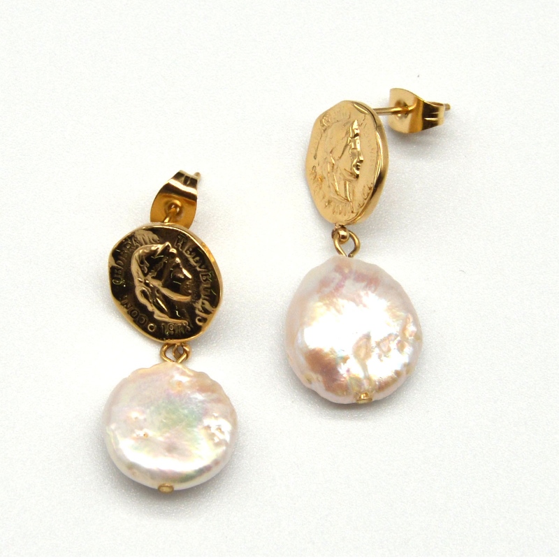 Rustfrit Pearl øreringe, modesmykker, modesmykker, Pearl Jewelry rfber0148