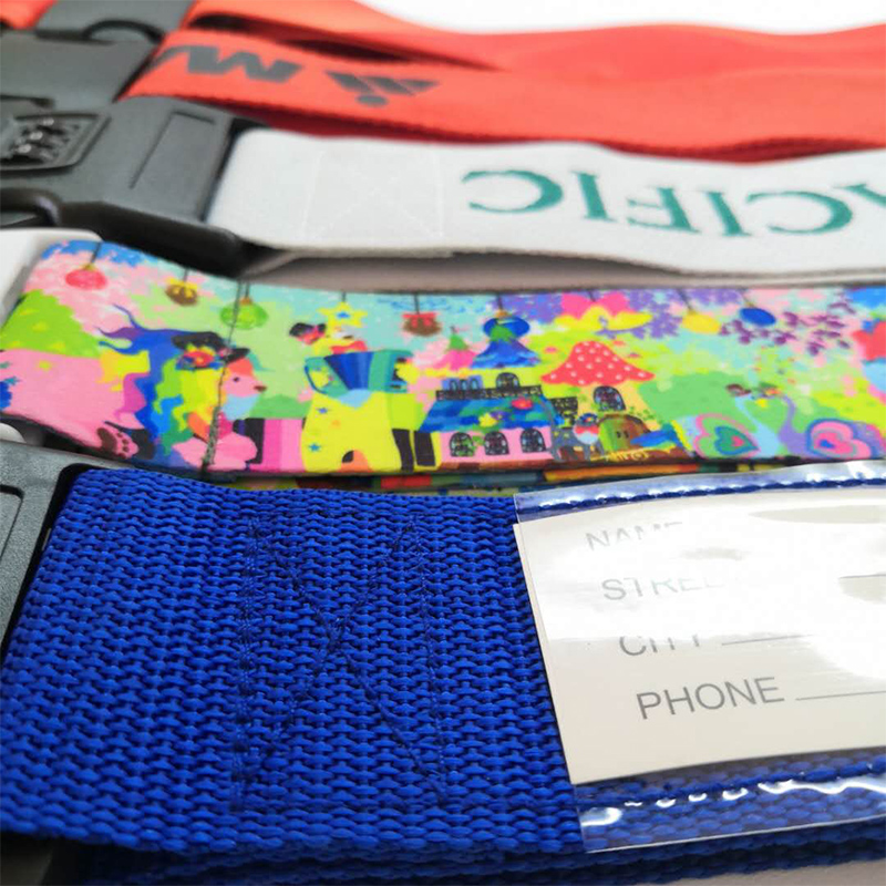 Factory direkte salg Dobbeltsidet silkebagage bånd med hot transfer bagage bælte jacquand bagage sele fortykning af brugerindstilling