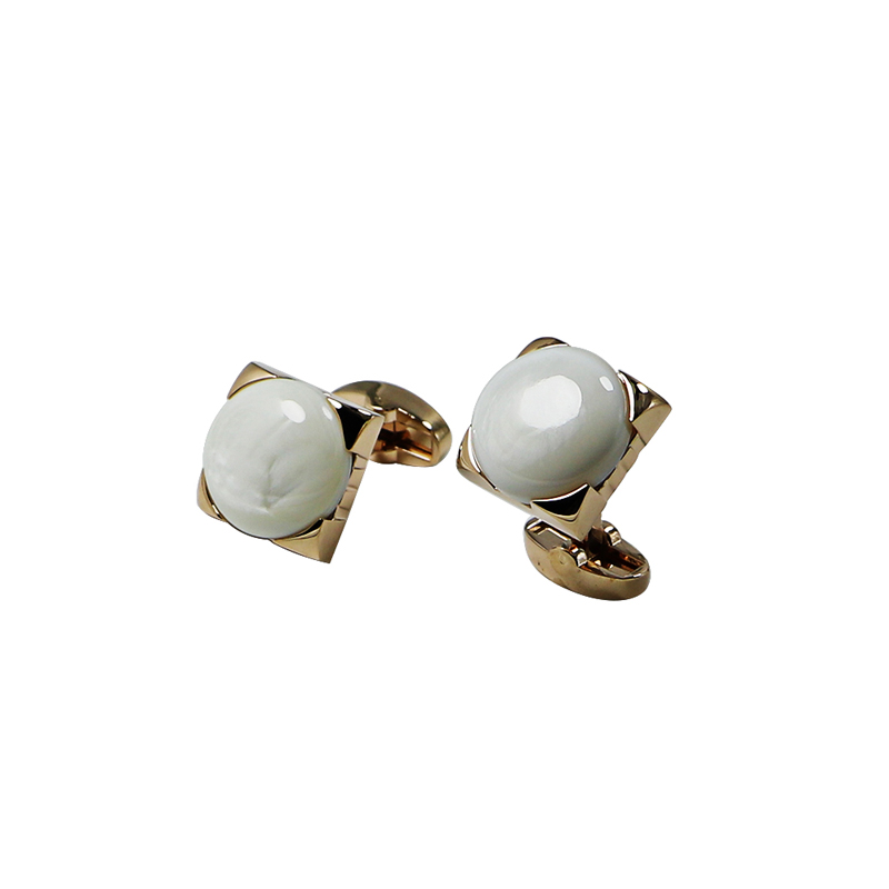 Mor til Pearl Gold Plated Square Shrister Cuff Links