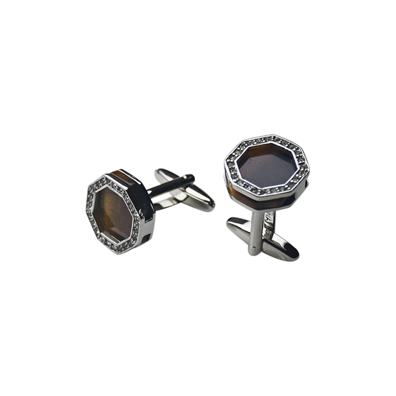 Tiger\ s Eye  Crystal Personalized Shirts Cuff Links
