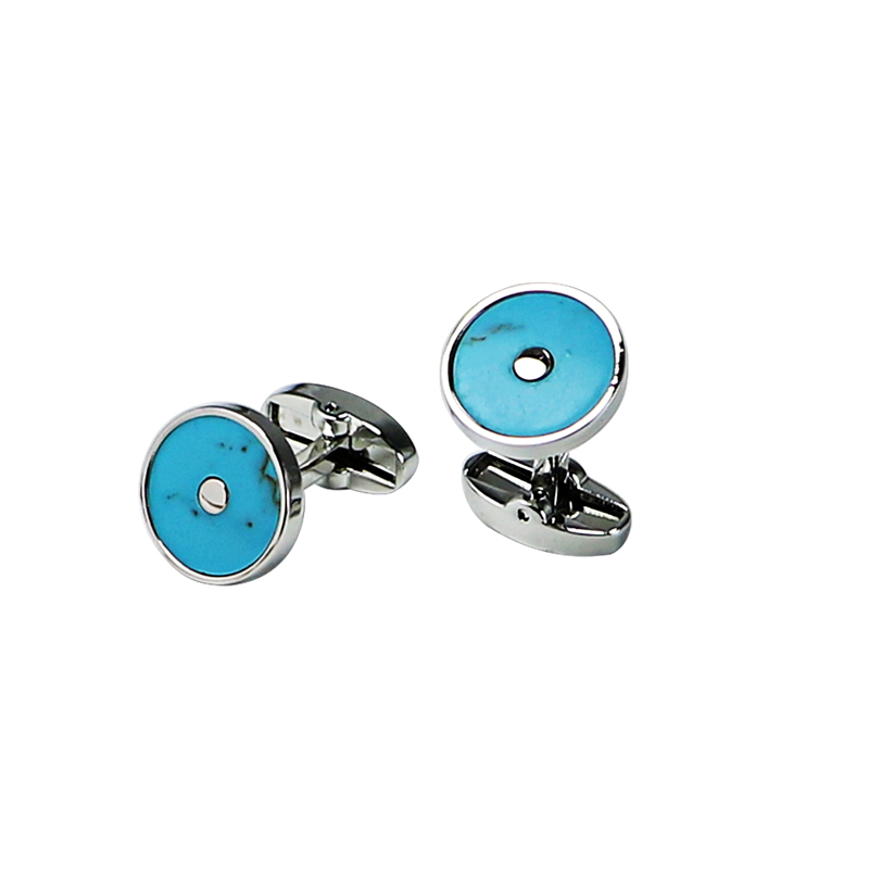 Turquoise Classic Round Cuff Links