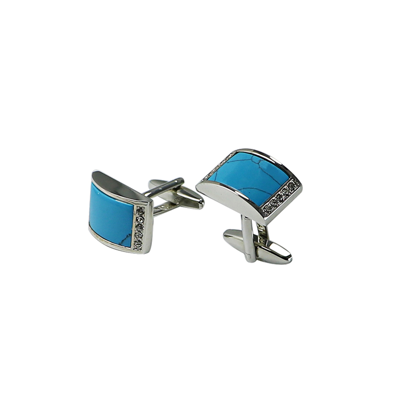 Turquoise - Crystal Domed Rektangel Custom Cuff Links