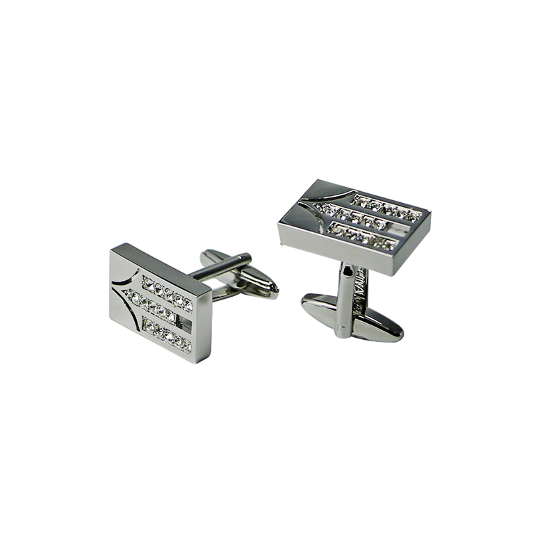 Mens Silverton Rektangel med Crystal Rhestone Cuff Links