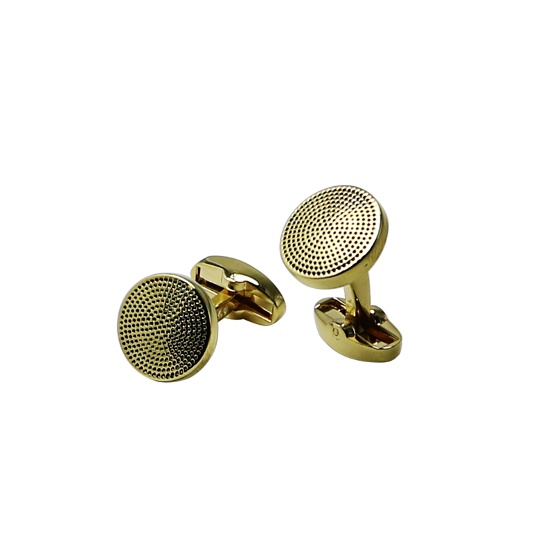 Rund Dots 18k Gold Plated Personalized Cuff Links