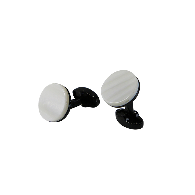 Mor til Pearl Gunmetal Plated Rund Cuff Links