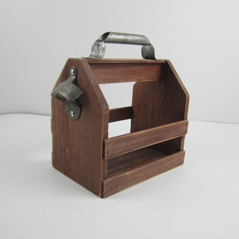 6-pak træ ølflaske caddy med åbner