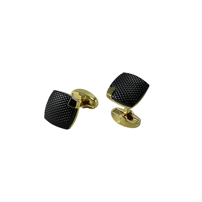 2 ton guld og Gunmetal plated Square Cool Cuff Links