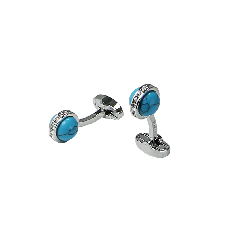 Crystal'Turquoise Ball Shirts Cuff Links