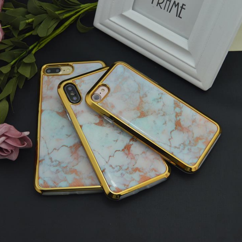 PC-elektroplated to-in-one iphone til Plus Marble, drop-gel case iphone ex-fabrikants indstilling