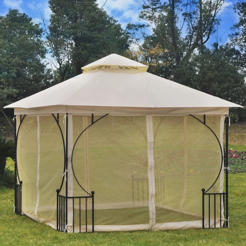 10 'x 10' stål udendørs have Gazebo baldakin med mesh netvægge og et tag modstandsdygtigt over for UV-stråler