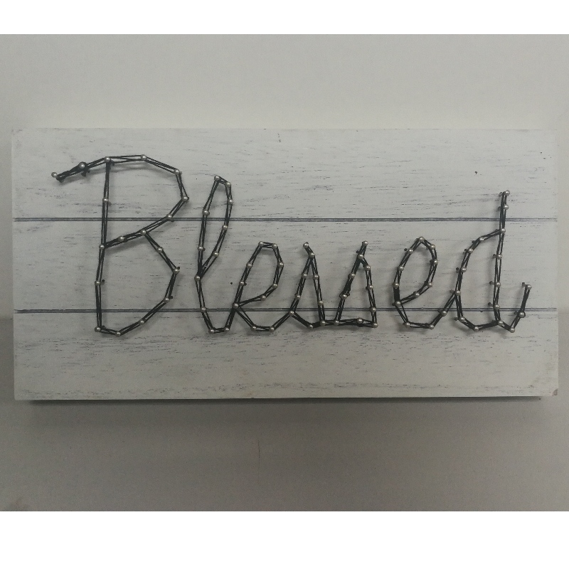 Breve Wood Box Håndlavede Nail String Wall Art Kit Wood Sign 30&U-,120;15CM