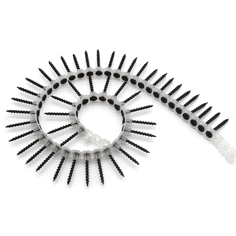 Plaststrimmel sorteret sort fosfateret gipsskruespik til installation