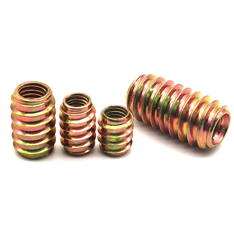 M6 M8 M10 Gul zinkbelagt stål Hex socket Indsæt møtrikker til træmøbler