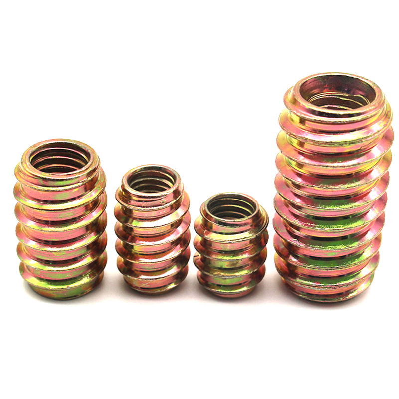 M6 M8 M10 Gul zinkbelagt stål Hex socket Indsæt møtrikker til træmøbler