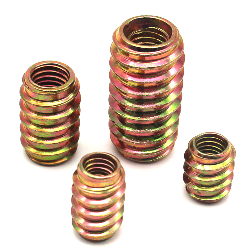 M6 M8 M10 Gul zinkbelagt stål Hex socket Indsæt møtrikker til træmøbler