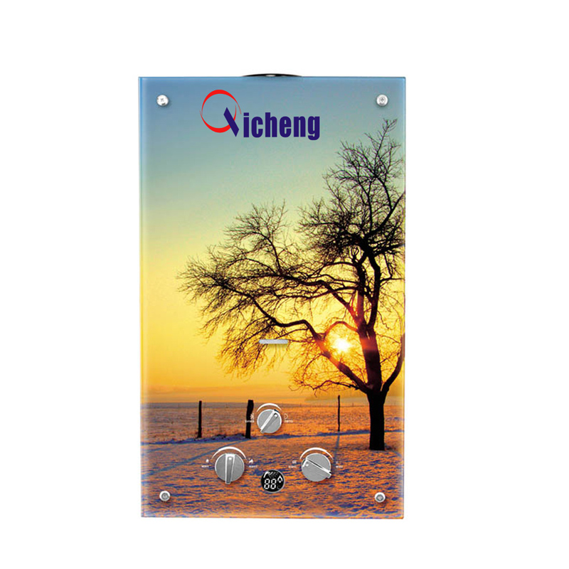 OEM-mærke farvefarvet glaspanel 10L gasvandvarmer