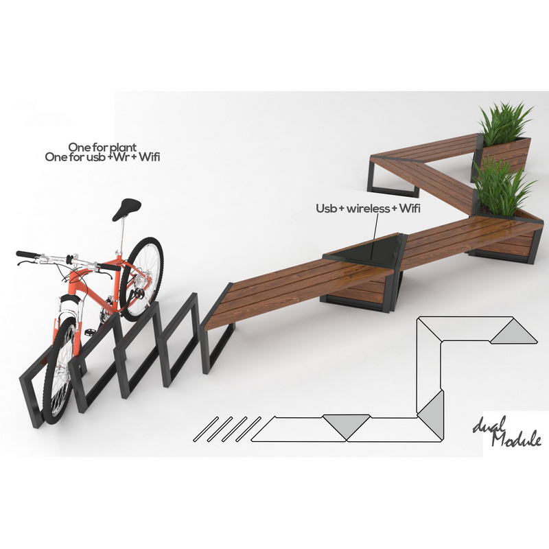 Tilpasset stil Smart Solar Panle-bænk til opladning af udendørs parkere