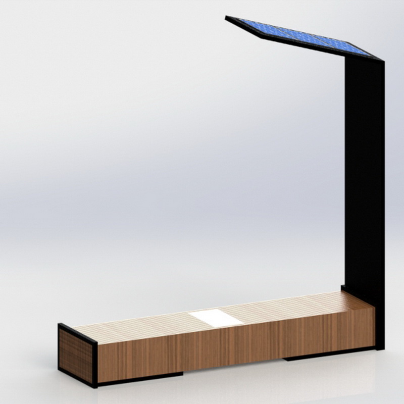 Rustfrit stål Smart Wifi USB-opladning Solar udendørs bænk med LED-skærm