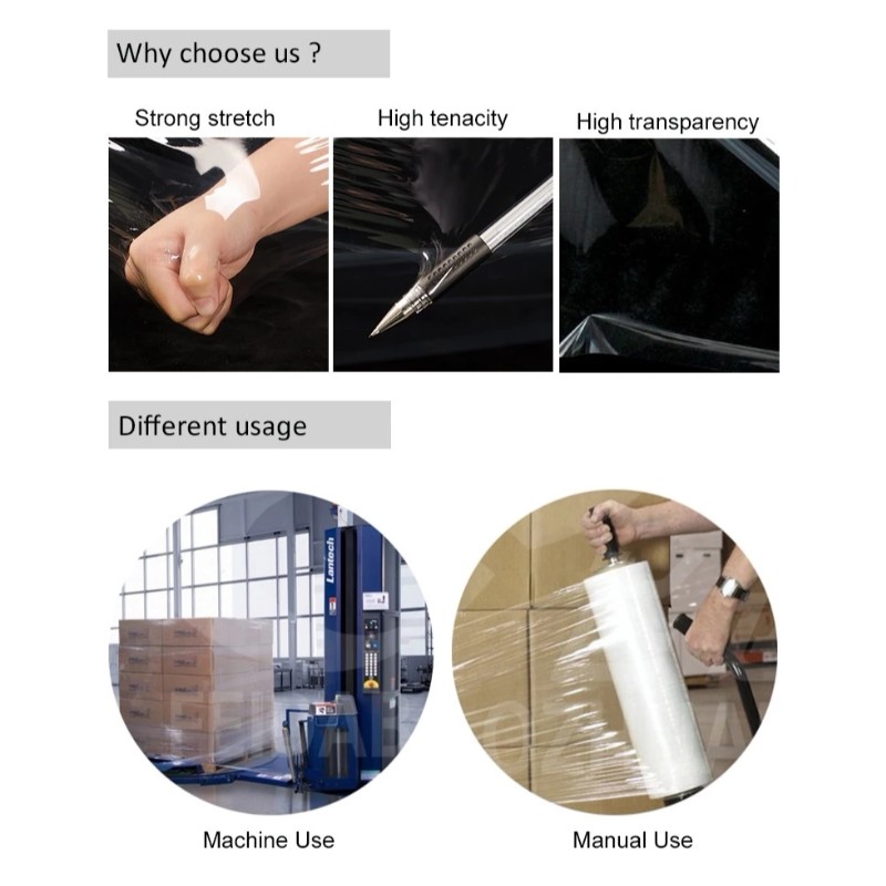 Factory Price 20 Mikron palle Stretch wrap and cast Stretch Film Shrink wrap film / stræk film