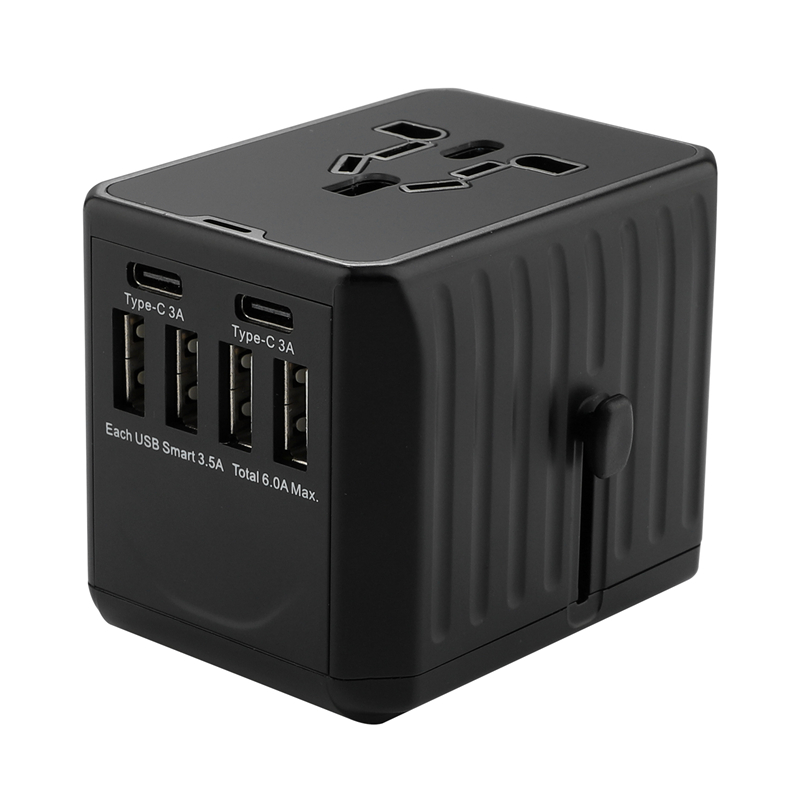 2020 ny 110-20V US AUS UK EU-tilbehør til mobiltelefon 6USB-oplader 6A output universal rejseadapter med 4USB+2Type-C