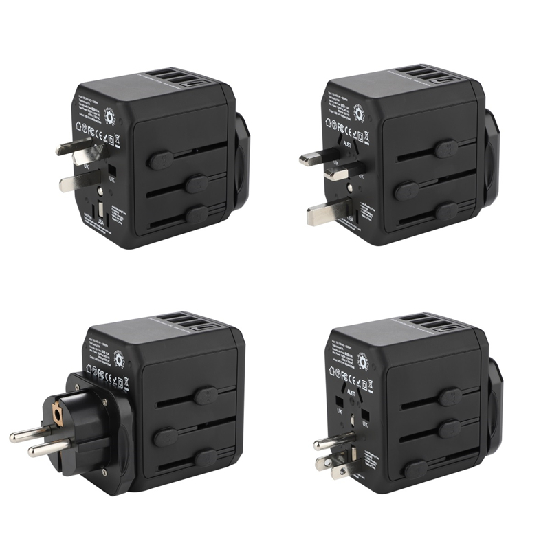 Grouding verdensomspændende stik 3 USB + Type C port standard jordforbindelse multifunktions rejse adapter
