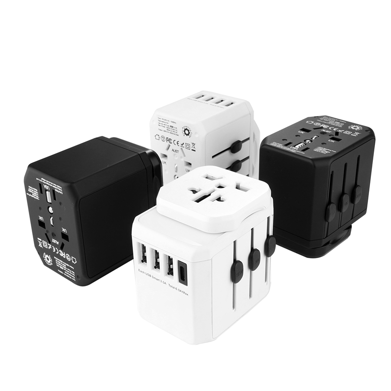 Grouding verdensomspændende stik 3 USB + Type C port standard jordforbindelse multifunktions rejse adapter