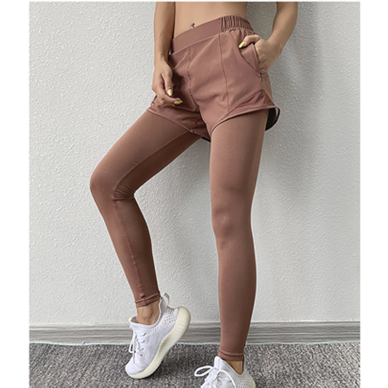 Falske to stykker høje stretch stramme løbstræning yoga bukser