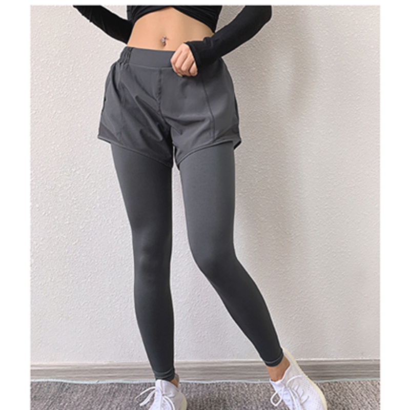 Falske to stykker høje stretch stramme løbstræning yoga bukser