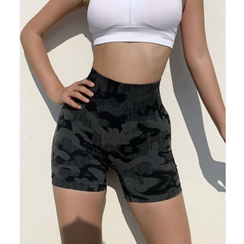 Stramme shorts High-waisted camouflage hot bukser sport bukser sort stretch fitness leggings korte shorts