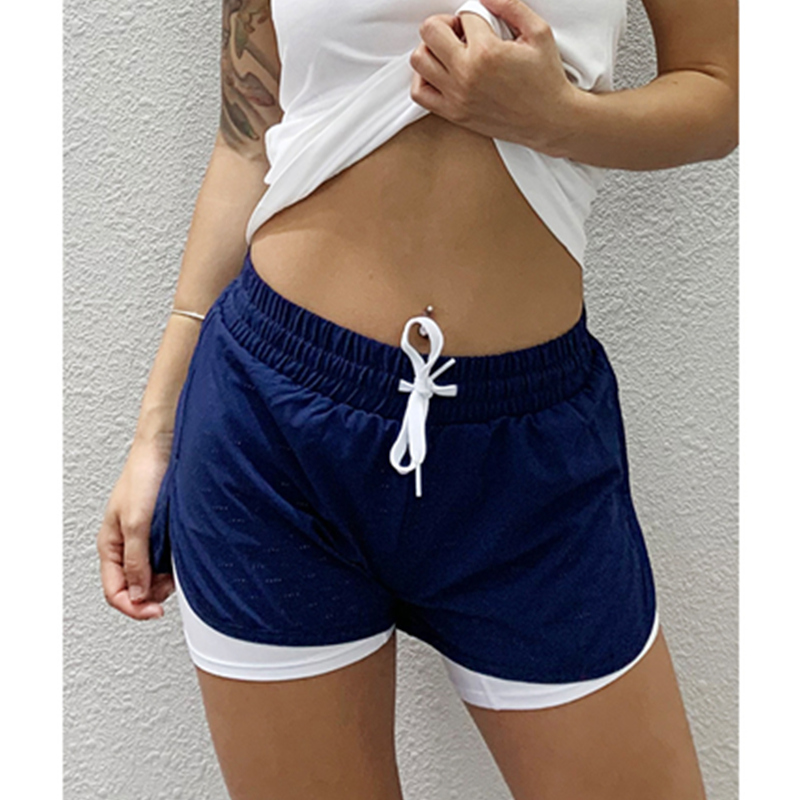 Dobbelt-decker blonder-up sportsshorts Åndbar maske hurtigt tørr løbende gymnastikbukser