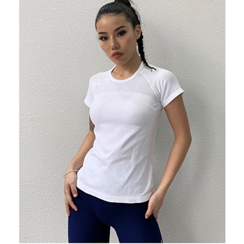 Hult udskåret design sommer åndbar bluse træning slim yoga bevægelse kortærmet
