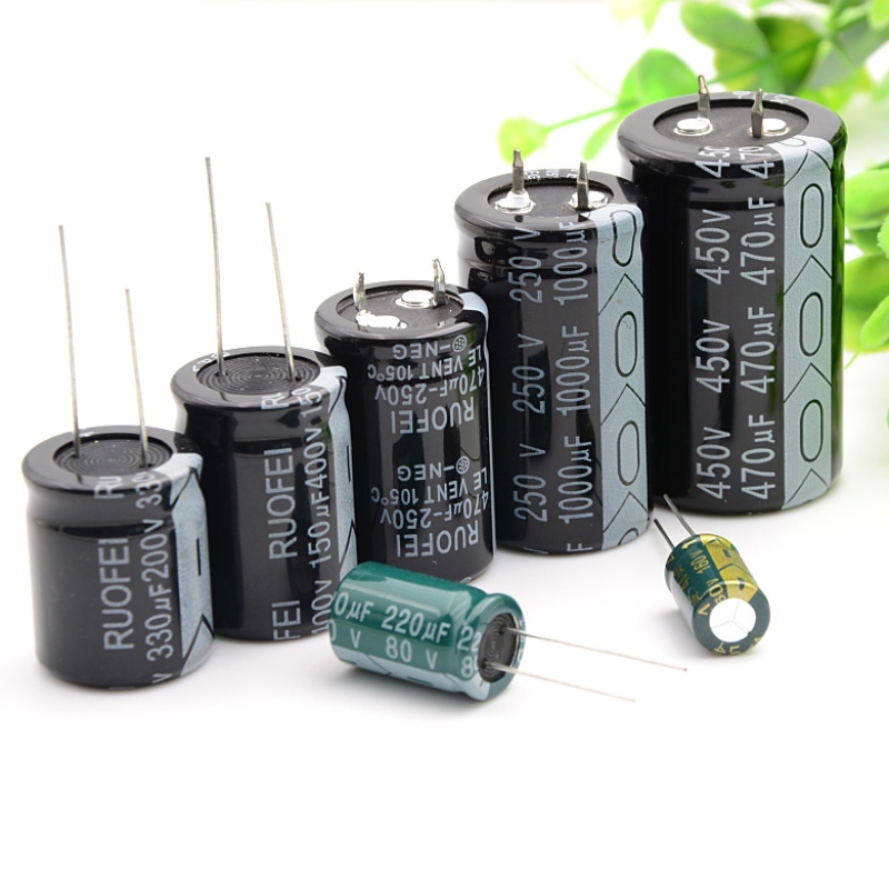 RUOFEI indskudt elektrolytisk kondensator i aluminium 10V ~ 500V lang levetid og arbejde ved høj temperatur