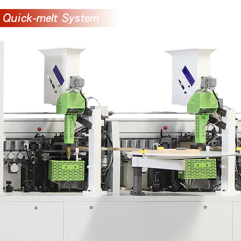 Valgfri konfiguration af kantbåndmaskine: PUR-system \/ Quick-melt-system