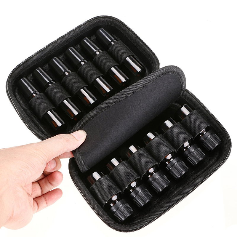 12 gitter essentiel oliepose essensiel olieflaske opbevaringspose lynlås bærbar æterisk olie pakke kasse opbevaringsboks