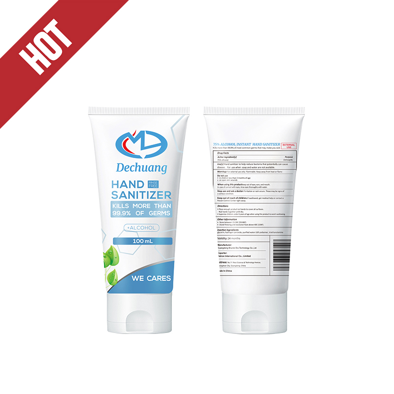 100ml 75% Ikke- vaskeri alkohol Øjeblikkelig håndsanilizer gel