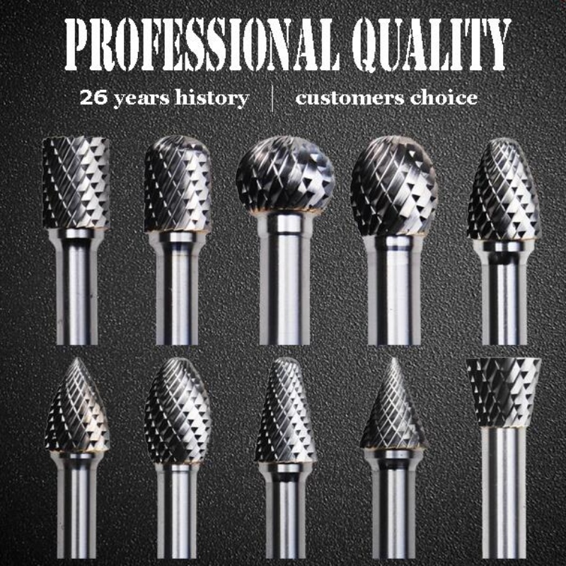 Wolframcarbid roterende burr: højhastighedsslibemaskine tct fleksibel roterende dobbelt snit ekstra lang luftværktøj wolframcarbid roterende burrs burr sæt enkelt snit